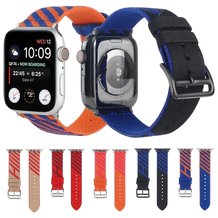 حزام ساعة بديل من النايلون بحلقة واحدة لسلسلة Apple Watch، 7 مقاس 41mm / 6 & SE & 5 & 4 مقاس 40mm / 3 & 2 & 1 مقاس 38mm، 7 مقاس 45mm / 6 & SE & 5 & 4 مقاس 44mm / 3 & 2 & 1 مقاس 42mm