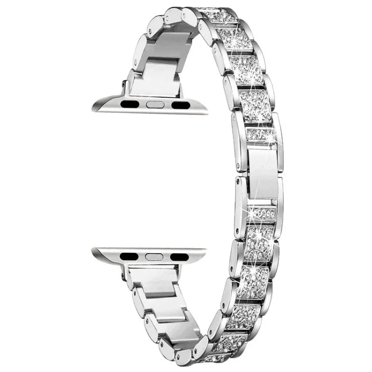 حزام ساعة بديل من سبائك الألمنيوم مرصع بثلاث خرزات ألماسية مقاس 14mm لسلسلة Apple Watch، 7 مقاس 41mm / 6 & SE & 5 & 4 مقاس 40mm / 3 & 2 & 1 مقاس 38mm، 7 مقاس 45mm / 6 & SE & 5 & 4 مقاس 44mm / 3 & 2 & 1 مقاس 42mm