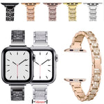 حزام ساعة بديل من سبائك الألمنيوم مرصع بثلاث خرزات ألماسية مقاس 14mm لسلسلة Apple Watch، 7 مقاس 41mm / 6 & SE & 5 & 4 مقاس 40mm / 3 & 2 & 1 مقاس 38mm، 7 مقاس 45mm / 6 & SE & 5 & 4 مقاس 44mm / 3 & 2 & 1 مقاس 42mm