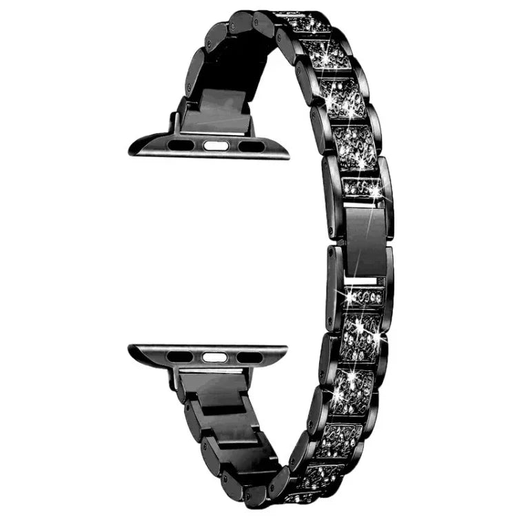 حزام ساعة بديل من سبائك الألمنيوم مرصع بثلاث خرزات ألماسية مقاس 14mm لسلسلة Apple Watch، 7 مقاس 41mm / 6 & SE & 5 & 4 مقاس 40mm / 3 & 2 & 1 مقاس 38mm، 7 مقاس 45mm / 6 & SE & 5 & 4 مقاس 44mm / 3 & 2 & 1 مقاس 42mm