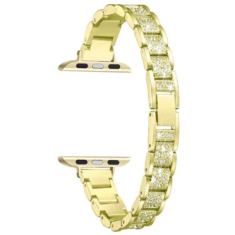 حزام ساعة بديل من سبائك الألمنيوم مرصع بثلاث خرزات ألماسية مقاس 14mm لسلسلة Apple Watch، 7 مقاس 41mm / 6 & SE & 5 & 4 مقاس 40mm / 3 & 2 & 1 مقاس 38mm، 7 مقاس 45mm / 6 & SE & 5 & 4 مقاس 44mm / 3 & 2 & 1 مقاس 42mm