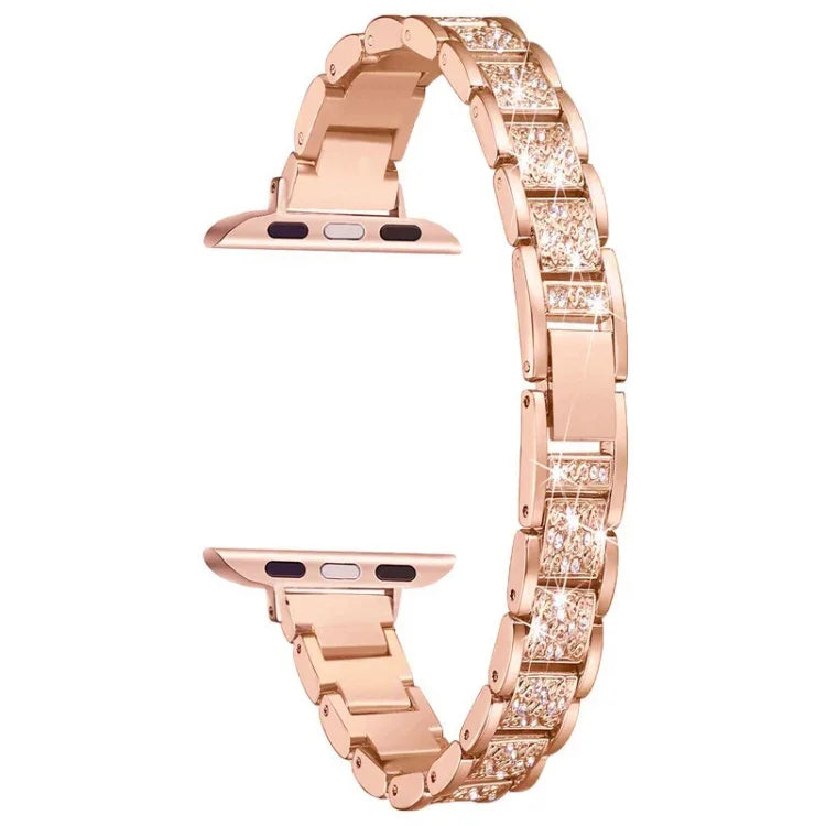 حزام ساعة بديل من سبائك الألمنيوم مرصع بثلاث خرزات ألماسية مقاس 14mm لسلسلة Apple Watch، 7 مقاس 41mm / 6 & SE & 5 & 4 مقاس 40mm / 3 & 2 & 1 مقاس 38mm، 7 مقاس 45mm / 6 & SE & 5 & 4 مقاس 44mm / 3 & 2 & 1 مقاس 42mm