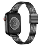 حزام ساعة بديل من الفولاذ الرفيع مع إبزيم أمان مزدوج وسبع خرزات مقاس 14mm لسلسلة Apple Watch، 7 مقاس 41mm / 6 & SE & 5 & 4 مقاس 40mm / 3 & 2 & 1 مقاس 38mm، 7 مقاس 45mm / 6 & SE & 5 & 4 مقاس 44mm / 3 & 2 & 1 مقاس 42mm