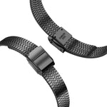 حزام ساعة بديل من الفولاذ الرفيع مع إبزيم أمان مزدوج وسبع خرزات مقاس 14mm لسلسلة Apple Watch، 7 مقاس 41mm / 6 & SE & 5 & 4 مقاس 40mm / 3 & 2 & 1 مقاس 38mm، 7 مقاس 45mm / 6 & SE & 5 & 4 مقاس 44mm / 3 & 2 & 1 مقاس 42mm