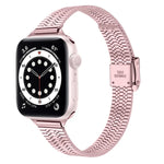 حزام ساعة بديل من الفولاذ الرفيع مع إبزيم أمان مزدوج وسبع خرزات مقاس 14mm لسلسلة Apple Watch، 7 مقاس 41mm / 6 & SE & 5 & 4 مقاس 40mm / 3 & 2 & 1 مقاس 38mm، 7 مقاس 45mm / 6 & SE & 5 & 4 مقاس 44mm / 3 & 2 & 1 مقاس 42mm