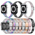 حزام ساعة بديل من الفولاذ الرفيع مع إبزيم أمان مزدوج وسبع خرزات مقاس 14mm لسلسلة Apple Watch، 7 مقاس 41mm / 6 & SE & 5 & 4 مقاس 40mm / 3 & 2 & 1 مقاس 38mm، 7 مقاس 45mm / 6 & SE & 5 & 4 مقاس 44mm / 3 & 2 & 1 مقاس 42mm