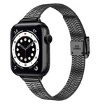 حزام ساعة بديل من الفولاذ الرفيع مع إبزيم أمان مزدوج وسبع خرزات مقاس 14mm لسلسلة Apple Watch، 7 مقاس 41mm / 6 & SE & 5 & 4 مقاس 40mm / 3 & 2 & 1 مقاس 38mm، 7 مقاس 45mm / 6 & SE & 5 & 4 مقاس 44mm / 3 & 2 & 1 مقاس 42mm