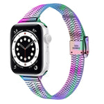 حزام ساعة بديل من الفولاذ الرفيع مع إبزيم أمان مزدوج وسبع خرزات مقاس 14mm لسلسلة Apple Watch، 7 مقاس 41mm / 6 & SE & 5 & 4 مقاس 40mm / 3 & 2 & 1 مقاس 38mm، 7 مقاس 45mm / 6 & SE & 5 & 4 مقاس 44mm / 3 & 2 & 1 مقاس 42mm