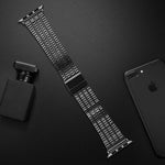 حزام ساعة بديل من الفولاذ مع إبزيم أمان مزدوج وسبع خرزات لسلسلة Apple Watch، 7 مقاس 41mm / 6 & SE & 5 & 4 مقاس 40mm / 3 & 2 & 1 مقاس 38mm، 7 مقاس 45mm / 6 & SE & 5 & 4 مقاس 44mm / 3 & 2 & 1 مقاس 42mm