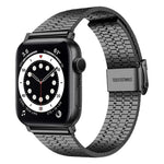 حزام ساعة بديل من الفولاذ مع إبزيم أمان مزدوج وسبع خرزات لسلسلة Apple Watch، 7 مقاس 41mm / 6 & SE & 5 & 4 مقاس 40mm / 3 & 2 & 1 مقاس 38mm، 7 مقاس 45mm / 6 & SE & 5 & 4 مقاس 44mm / 3 & 2 & 1 مقاس 42mm