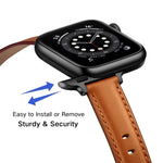 حزام ساعة بديل من الجلد بأسلوب الأعمال لسلسلة Apple Watch، 7 مقاس 41mm / 6 & SE & 5 & 4 مقاس 40mm / 3 & 2 & 1 مقاس 38mm، 7 مقاس 45mm / 6 & SE & 5 & 4 مقاس 44mm / 3 & 2 & 1 مقاس 42mm