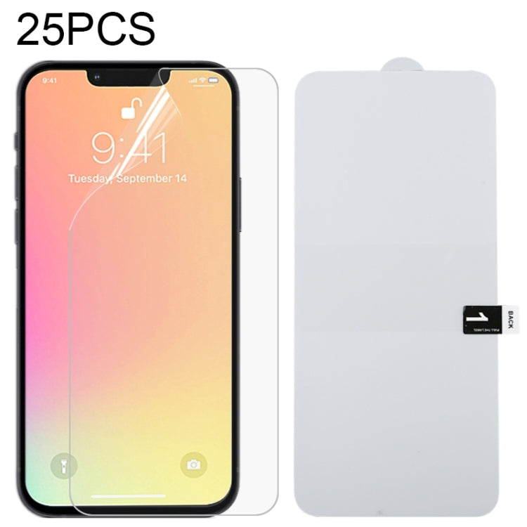 25 قطعة فيلم هيدروجيل واقي شاشة كامل مقاوم للانفجار لهاتف iPhone 16e / 13 / 13 Pro / 14، لهاتف iPhone 13 Pro Max (25 قطعة)، لهاتف iPhone 16e / 13 / 13 Pro (25 قطعة)، لهاتف iPhone 13 mini (25 قطعة)