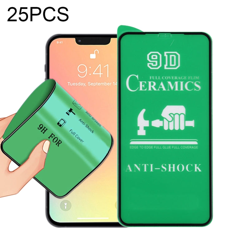 25 قطعة فيلم سيراميك كامل اللصق 9D، لهاتف iPhone 13 mini (25 قطعة)، لهاتف iPhone 13 / 13 Pro (25 قطعة)، لهاتف iPhone 13 Pro Max (25 قطعة)