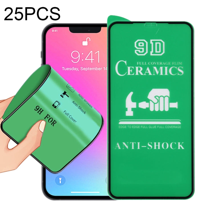 25 قطعة فيلم سيراميك كامل اللصق 9D، لهاتف iPhone 13 mini (25 قطعة)، لهاتف iPhone 13 / 13 Pro (25 قطعة)، لهاتف iPhone 13 Pro Max (25 قطعة)