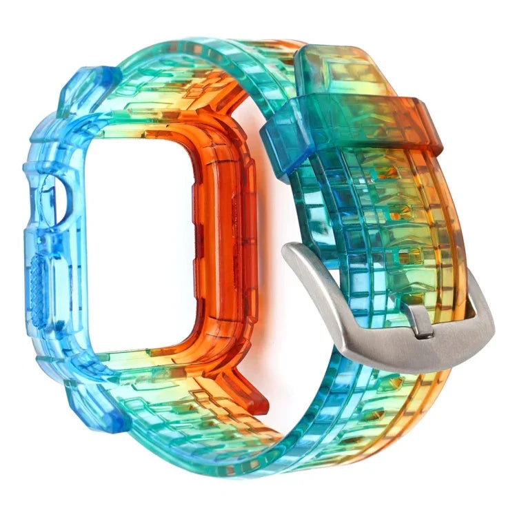 حزام متكامل من TPU متدرج اللون لسلسلة آبل ووتش 9 / 8 / 7 مقاس 45mm / 6 / 5 / 4 / ووتش SE 44mm / ووتش 42mm، لسلسلة آبل ووتش 9 / 8 / 7 مقاس 45mm / 6 / 5 / 4 / ووتش SE 44mm / ووتش 42mm