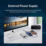 موزع USB متعدد المنافذ 7 في 1 من ORICO AT2U3-7AB-GY-BP من سبيكة الألمنيوم مع مفاتيح فردية، قابس الاتحاد الأوروبي، قابس المملكة المتحدة، قابس أستراليا