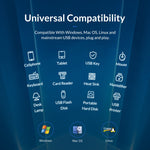 موزع USB متعدد المنافذ 7 في 1 من ORICO AT2U3-7AB-GY-BP من سبيكة الألمنيوم مع مفاتيح فردية، قابس الاتحاد الأوروبي، قابس المملكة المتحدة، قابس أستراليا