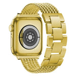 سوار ساعة بديل من الفولاذ بثلاث خرزات وست سلاسل لسلسلة Apple Watch، 7 بحجم 41مم / 6 و SE و 5 و 4 بحجم 40مم / 3 و 2 و 1 بحجم 38مم، 7 بحجم 45مم / 6 و SE و 5 و 4 بحجم 44مم / 3 و 2 و 1 بحجم 42مم