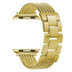 سوار ساعة بديل من الفولاذ بثلاث خرزات وست سلاسل لسلسلة Apple Watch، 7 بحجم 41مم / 6 و SE و 5 و 4 بحجم 40مم / 3 و 2 و 1 بحجم 38مم، 7 بحجم 45مم / 6 و SE و 5 و 4 بحجم 44مم / 3 و 2 و 1 بحجم 42مم