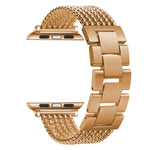 سوار ساعة بديل من الفولاذ بثلاث خرزات وست سلاسل لسلسلة Apple Watch، 7 بحجم 41مم / 6 و SE و 5 و 4 بحجم 40مم / 3 و 2 و 1 بحجم 38مم، 7 بحجم 45مم / 6 و SE و 5 و 4 بحجم 44مم / 3 و 2 و 1 بحجم 42مم