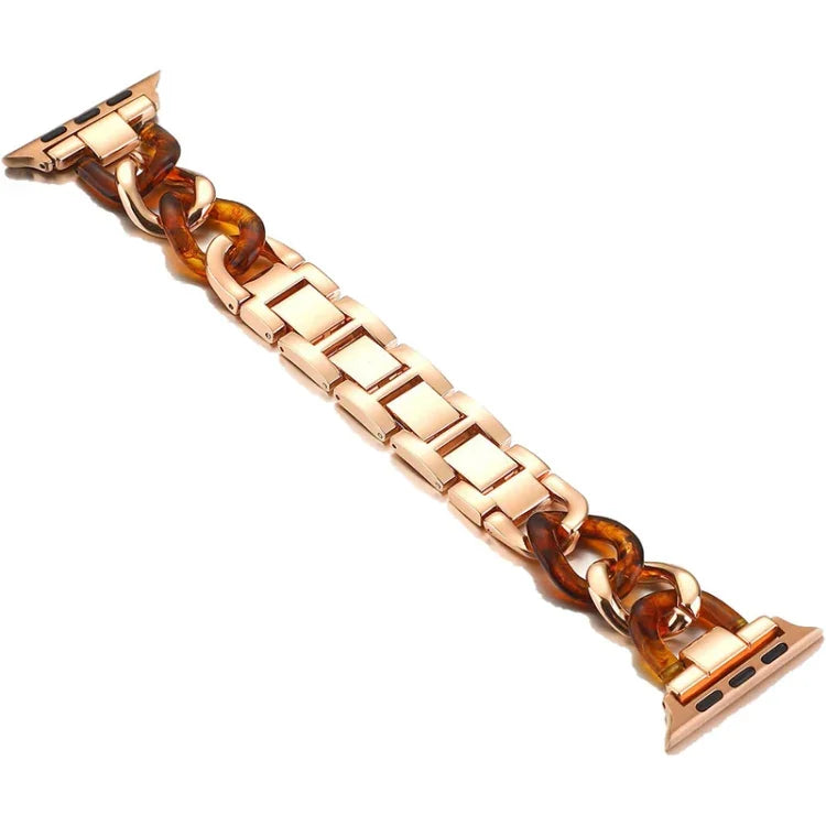 سوار ساعة بديل بسلسلة كاوبوي + راتنج معدني لسلسلة Apple Watch، 7 بحجم 41مم / 6 و SE و 5 و 4 بحجم 40مم / 3 و 2 و 1 بحجم 38مم، 7 بحجم 45مم / 6 و SE و 5 و 4 بحجم 44مم / 3 و 2 و 1 بحجم 42مم