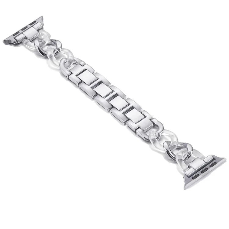 سوار ساعة بديل بسلسلة كاوبوي + راتنج معدني لسلسلة Apple Watch، 7 بحجم 41مم / 6 و SE و 5 و 4 بحجم 40مم / 3 و 2 و 1 بحجم 38مم، 7 بحجم 45مم / 6 و SE و 5 و 4 بحجم 44مم / 3 و 2 و 1 بحجم 42مم