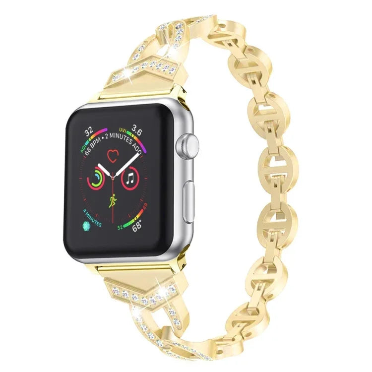 سوار ساعة بديل من الفولاذ المقاوم للصدأ الماسي لسلسلة Apple Watch، 7 بحجم 41مم / 6 و SE و 5 و 4 بحجم 40مم / 3 و 2 و 1 بحجم 38مم، 7 بحجم 45مم / 6 و SE و 5 و 4 بحجم 44مم / 3 و 2 و 1 بحجم 42مم