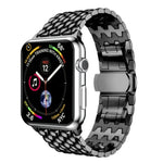 سوار ساعة معدني بديل بنقشة قشور السمك لسلسلة Apple Watch، 7 مقاس 41مم / 6 و SE و 5 و 4 مقاس 40مم / 3 و 2 و 1 مقاس 38مم، 7 مقاس 45مم / 6 و SE و 5 و 4 مقاس 44مم / 3 و 2 و 1 مقاس 42مم