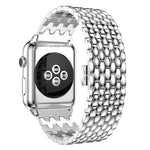 سوار ساعة معدني بديل بنقشة قشور السمك لسلسلة Apple Watch، 7 مقاس 41مم / 6 و SE و 5 و 4 مقاس 40مم / 3 و 2 و 1 مقاس 38مم، 7 مقاس 45مم / 6 و SE و 5 و 4 مقاس 44مم / 3 و 2 و 1 مقاس 42مم