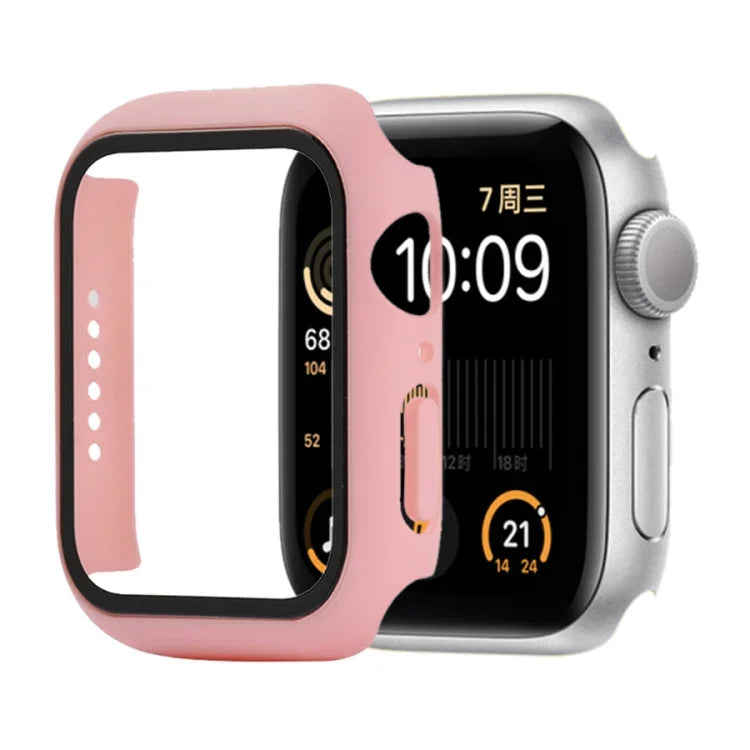 غطاء حماية صلب مقاوم للصدمات مع زجاج مقسى مع علبة تعبئة لسلسلة Apple Watch مقاس 44مم (برتقالي)، لسلسلة Apple Watch 6 / 5 / 4 / Watch SE مقاس 40مم، لسلسلة Apple Watch 3 و 2 و 1 مقاس 38مم