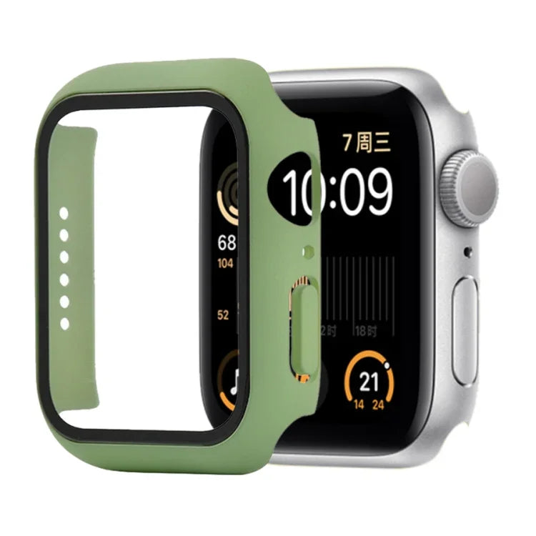 غطاء حماية صلب مقاوم للصدمات مع زجاج مقسى مع علبة تعبئة لسلسلة Apple Watch مقاس 44مم (برتقالي)، لسلسلة Apple Watch 6 / 5 / 4 / Watch SE مقاس 40مم، لسلسلة Apple Watch 3 و 2 و 1 مقاس 38مم