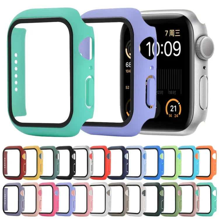 غطاء حماية صلب مقاوم للصدمات مع زجاج مقسى مع علبة تعبئة لسلسلة Apple Watch مقاس 44مم (برتقالي)، لسلسلة Apple Watch 6 / 5 / 4 / Watch SE مقاس 40مم، لسلسلة Apple Watch 3 و 2 و 1 مقاس 38مم