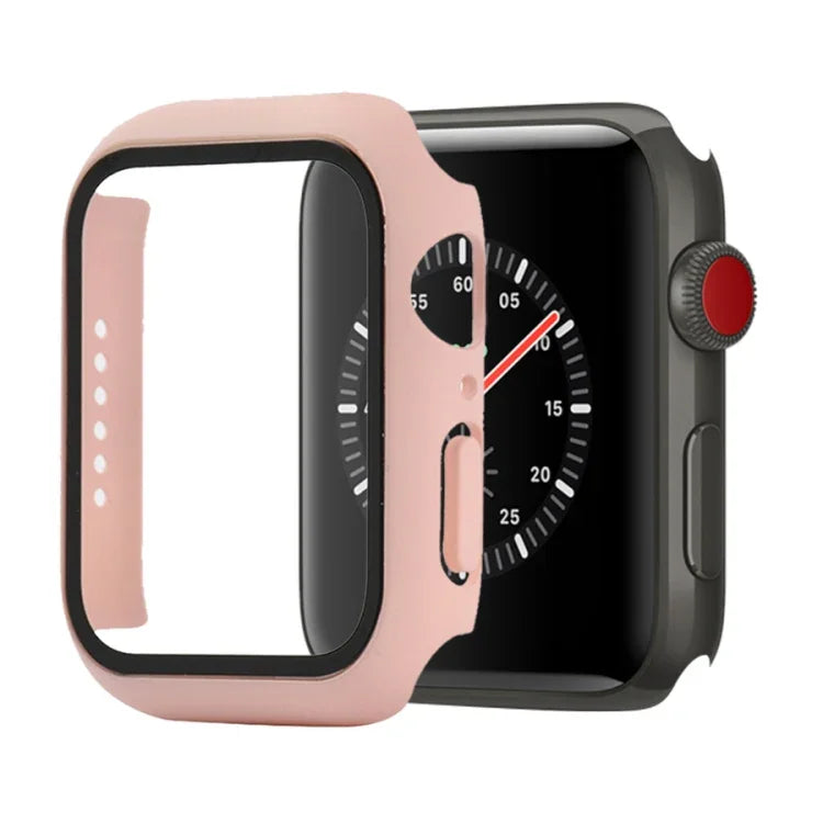 غطاء حماية صلب مقاوم للصدمات مع زجاج مقسى مع علبة تعبئة لسلسلة Apple Watch مقاس 44مم (برتقالي)، لسلسلة Apple Watch 6 / 5 / 4 / Watch SE مقاس 40مم، لسلسلة Apple Watch 3 و 2 و 1 مقاس 38مم