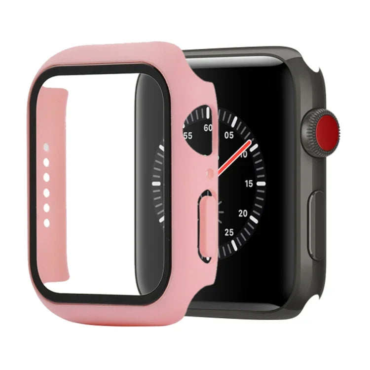 غطاء حماية صلب مقاوم للصدمات مع زجاج مقسى مع علبة تعبئة لسلسلة Apple Watch مقاس 44مم (برتقالي)، لسلسلة Apple Watch 6 / 5 / 4 / Watch SE مقاس 40مم، لسلسلة Apple Watch 3 و 2 و 1 مقاس 38مم