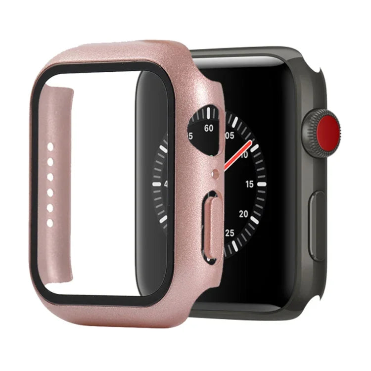 غطاء حماية صلب مقاوم للصدمات مع زجاج مقسى مع علبة تعبئة لسلسلة Apple Watch مقاس 44مم (برتقالي)، لسلسلة Apple Watch 6 / 5 / 4 / Watch SE مقاس 40مم، لسلسلة Apple Watch 3 و 2 و 1 مقاس 38مم