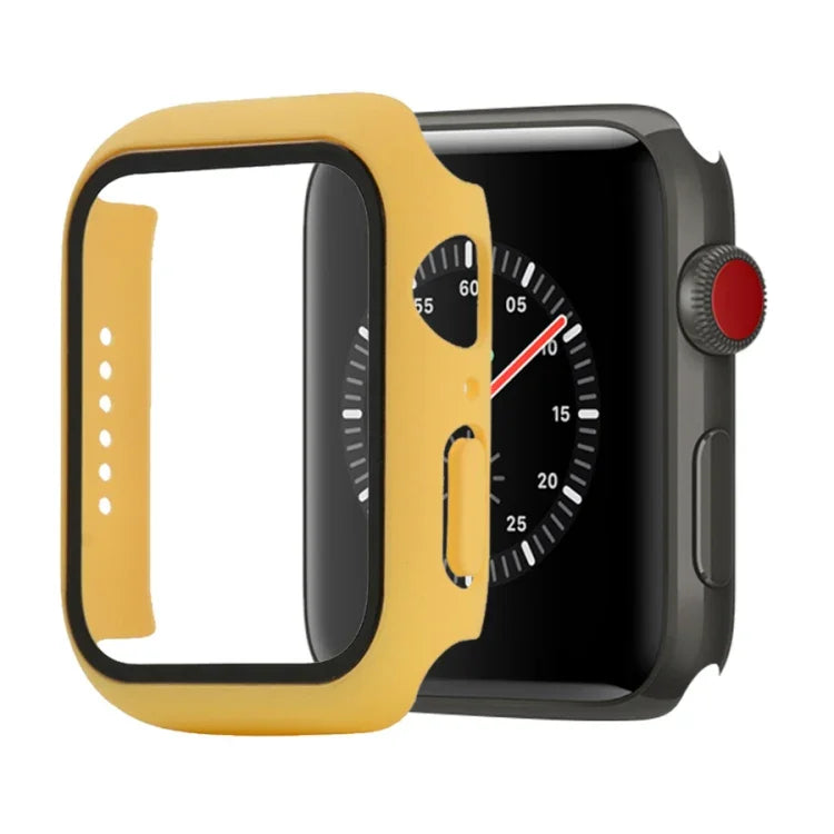 غطاء حماية صلب مقاوم للصدمات مع زجاج مقسى مع علبة تعبئة لسلسلة Apple Watch مقاس 44مم (برتقالي)، لسلسلة Apple Watch 6 / 5 / 4 / Watch SE مقاس 40مم، لسلسلة Apple Watch 3 و 2 و 1 مقاس 38مم