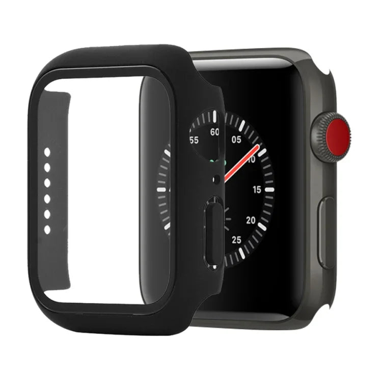 غطاء حماية صلب مقاوم للصدمات مع زجاج مقسى مع علبة تعبئة لسلسلة Apple Watch مقاس 44مم (برتقالي)، لسلسلة Apple Watch 6 / 5 / 4 / Watch SE مقاس 40مم، لسلسلة Apple Watch 3 و 2 و 1 مقاس 38مم