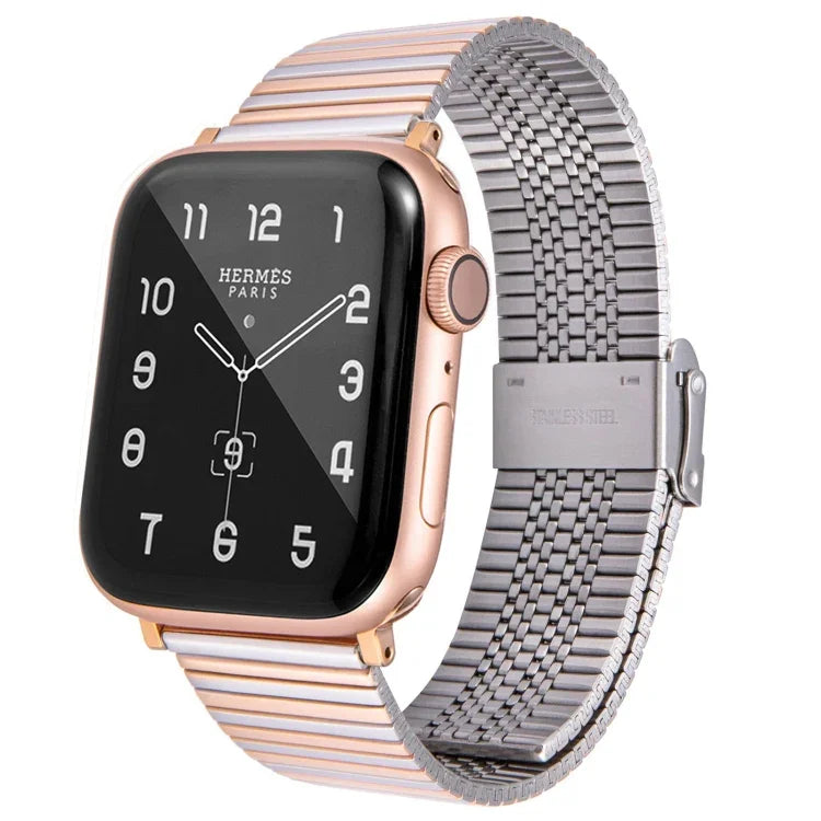 سوار ساعة بديل من الفولاذ متعدد الباهت لسلسلة Apple Watch، 7 مقاس 45مم / 6 و SE و 5 و 4 مقاس 44مم / 3 و 2 و 1 مقاس 42مم، 7 مقاس 41مم / 6 و SE و 5 و 4 مقاس 40مم / 3 و 2 و 1 مقاس 38مم