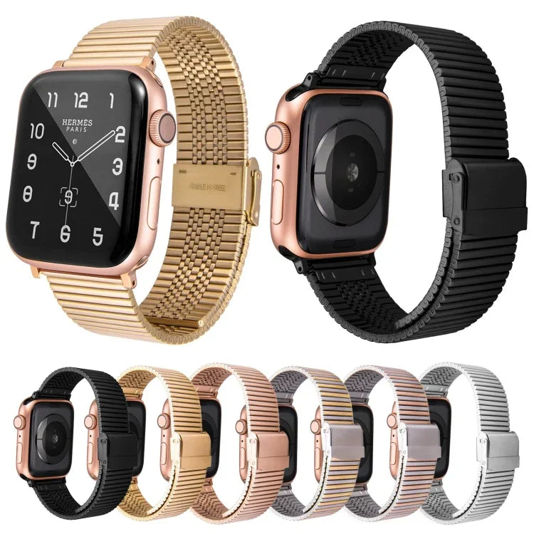 سوار ساعة بديل من الفولاذ متعدد الباهت لسلسلة Apple Watch، 7 مقاس 45مم / 6 و SE و 5 و 4 مقاس 44مم / 3 و 2 و 1 مقاس 42مم، 7 مقاس 41مم / 6 و SE و 5 و 4 مقاس 40مم / 3 و 2 و 1 مقاس 38مم