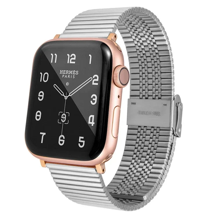 سوار ساعة بديل من الفولاذ متعدد الباهت لسلسلة Apple Watch، 7 مقاس 45مم / 6 و SE و 5 و 4 مقاس 44مم / 3 و 2 و 1 مقاس 42مم، 7 مقاس 41مم / 6 و SE و 5 و 4 مقاس 40مم / 3 و 2 و 1 مقاس 38مم