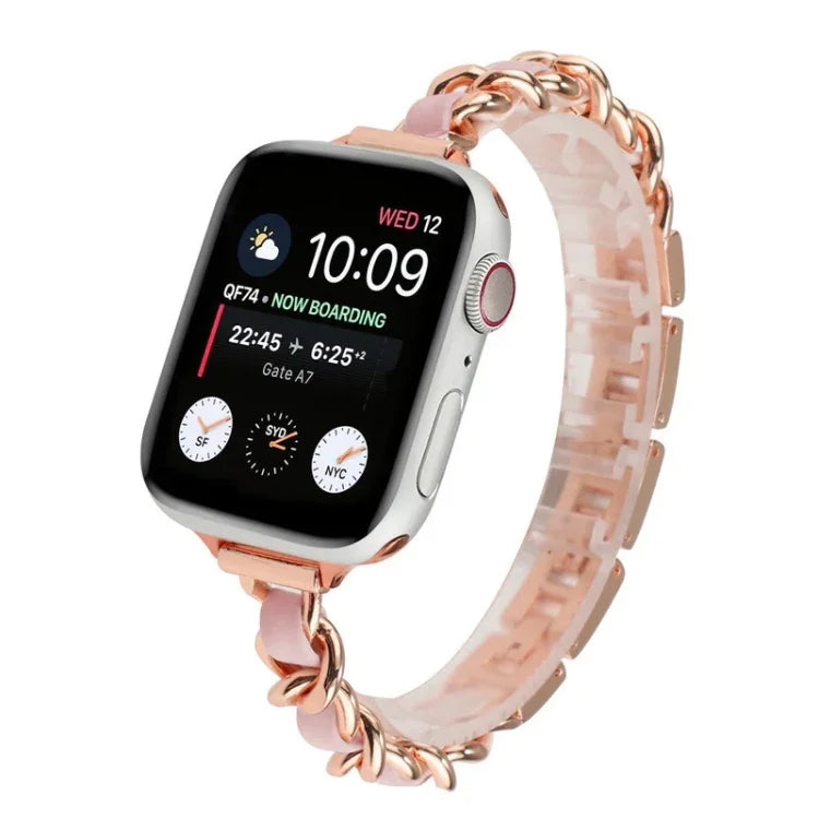 Single Row Metal Replacement Strap Watchband For Apple Watch Series, 7 41mm / 6 & SE & 5 & 4 40mm / 3 & 2 & 1 38mm, 7 45mm / 6 & SE & 5 & 4 44mm / 3 & 2 & 1 42mm