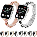 Single Row Metal Replacement Strap Watchband For Apple Watch Series, 7 41mm / 6 & SE & 5 & 4 40mm / 3 & 2 & 1 38mm, 7 45mm / 6 & SE & 5 & 4 44mm / 3 & 2 & 1 42mm