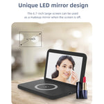 SY-118 شاحن لاسلكي قابل للطي بسطح مرآة 15W مع تقويم مكتبي دائم وساعة ومنبه ووظيفة ضبط سطوع بثلاث مستويات، SY-118 أسود، SY-118 أبيض