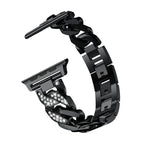 سوار ساعة من الدنيم بصف واحد مع سبائك ماسية، لسلسلة Apple Watch 8 و 7 بقياس 41مم / SE 2 و 6 و SE و 5 و 4 بقياس 40مم / 3 و 2 و 1 بقياس 38مم، لسلسلة Apple Watch 8 و 7 بقياس 45مم / SE 2 و 6 و SE و 5 و 4 بقياس 44مم / 3 و 2 و 1 بقياس 42مم