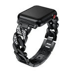 سوار ساعة من الدنيم بصف واحد مع سبائك ماسية، لسلسلة Apple Watch 8 و 7 بقياس 41مم / SE 2 و 6 و SE و 5 و 4 بقياس 40مم / 3 و 2 و 1 بقياس 38مم، لسلسلة Apple Watch 8 و 7 بقياس 45مم / SE 2 و 6 و SE و 5 و 4 بقياس 44مم / 3 و 2 و 1 بقياس 42مم
