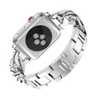 سوار ساعة من الدنيم بصف واحد مع سبائك ماسية، لسلسلة Apple Watch 8 و 7 بقياس 41مم / SE 2 و 6 و SE و 5 و 4 بقياس 40مم / 3 و 2 و 1 بقياس 38مم، لسلسلة Apple Watch 8 و 7 بقياس 45مم / SE 2 و 6 و SE و 5 و 4 بقياس 44مم / 3 و 2 و 1 بقياس 42مم