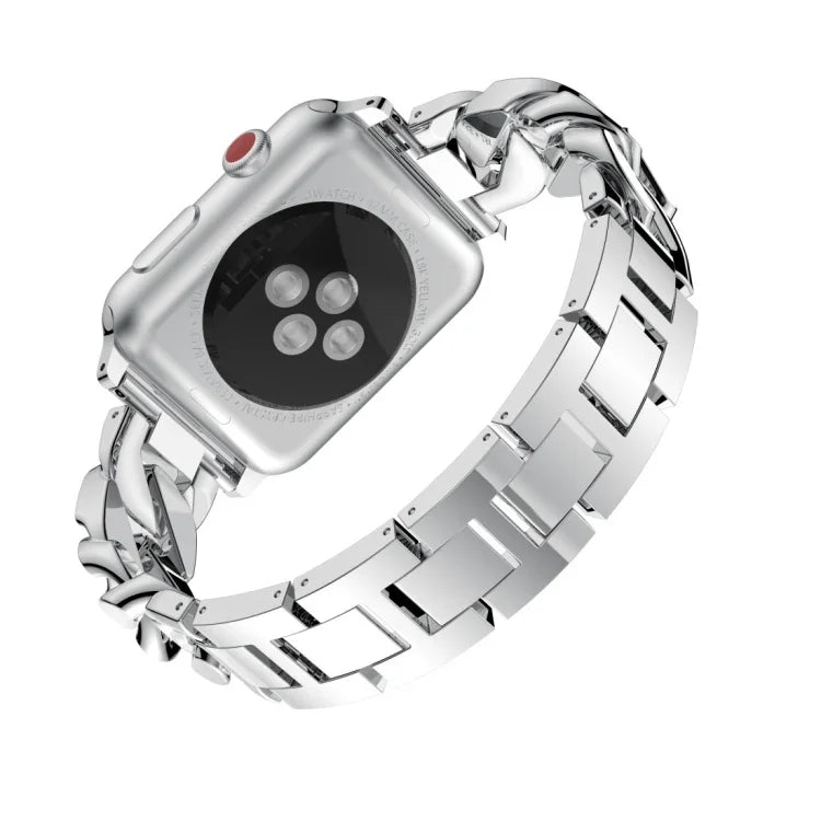 سوار ساعة من الدنيم بصف واحد مع سبائك ماسية، لسلسلة Apple Watch 8 و 7 بقياس 41مم / SE 2 و 6 و SE و 5 و 4 بقياس 40مم / 3 و 2 و 1 بقياس 38مم، لسلسلة Apple Watch 8 و 7 بقياس 45مم / SE 2 و 6 و SE و 5 و 4 بقياس 44مم / 3 و 2 و 1 بقياس 42مم
