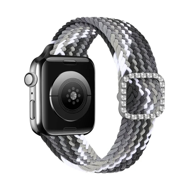 سوار ساعة بديل قابل للتعديل من النايلون المضفر مع إبزيم ماسي لسلسلة Apple Watch، 7 و 6 و SE و 5 و 4 مقاس 40مم / 3 و 2 و 1 مقاس 38مم، 7 و 6 و SE و 5 و 4 مقاس 44مم / 3 و 2 و 1 مقاس 42مم