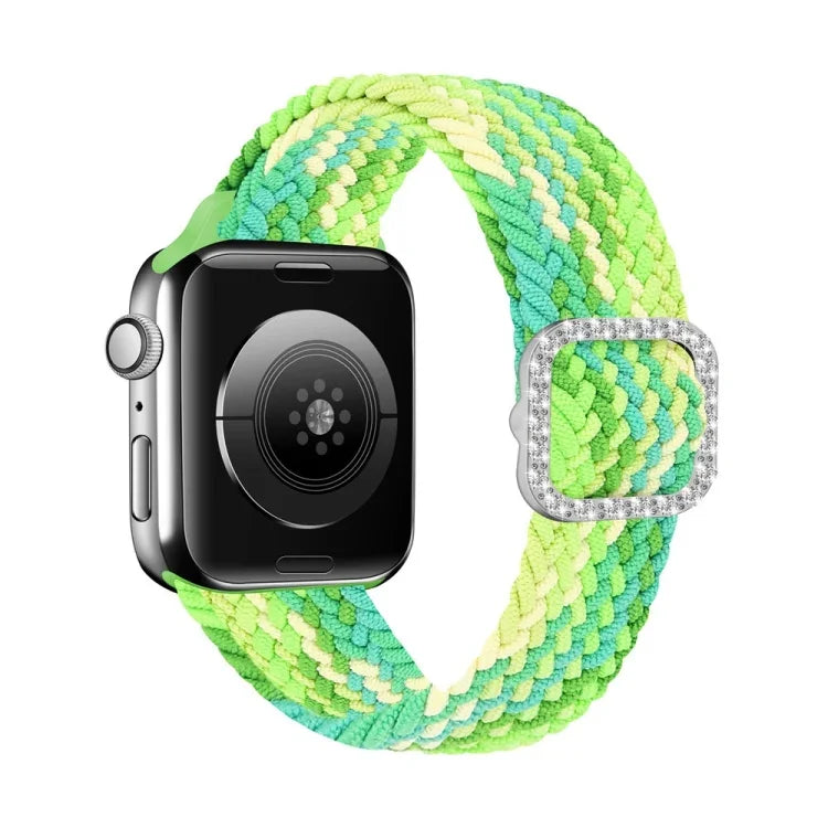 سوار ساعة بديل قابل للتعديل من النايلون المضفر مع إبزيم ماسي لسلسلة Apple Watch، 7 و 6 و SE و 5 و 4 مقاس 40مم / 3 و 2 و 1 مقاس 38مم، 7 و 6 و SE و 5 و 4 مقاس 44مم / 3 و 2 و 1 مقاس 42مم