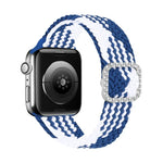 سوار ساعة بديل قابل للتعديل من النايلون المضفر مع إبزيم ماسي لسلسلة Apple Watch، 7 و 6 و SE و 5 و 4 مقاس 40مم / 3 و 2 و 1 مقاس 38مم، 7 و 6 و SE و 5 و 4 مقاس 44مم / 3 و 2 و 1 مقاس 42مم